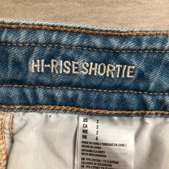 American Eagle Outfitters Light Blue Braided Waist Denim Shorts - Picture 4 of 4